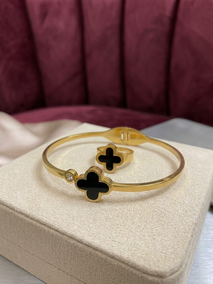 Clover Bangle + Ring Set