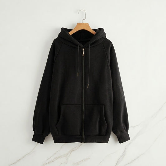 Black Zipper Hoodie