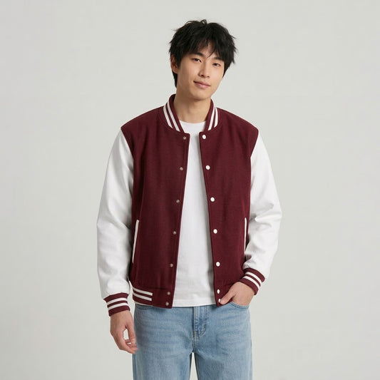Men's Varsity Jacket Maroon and White