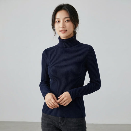 Women's Navy Blue Turtleneck