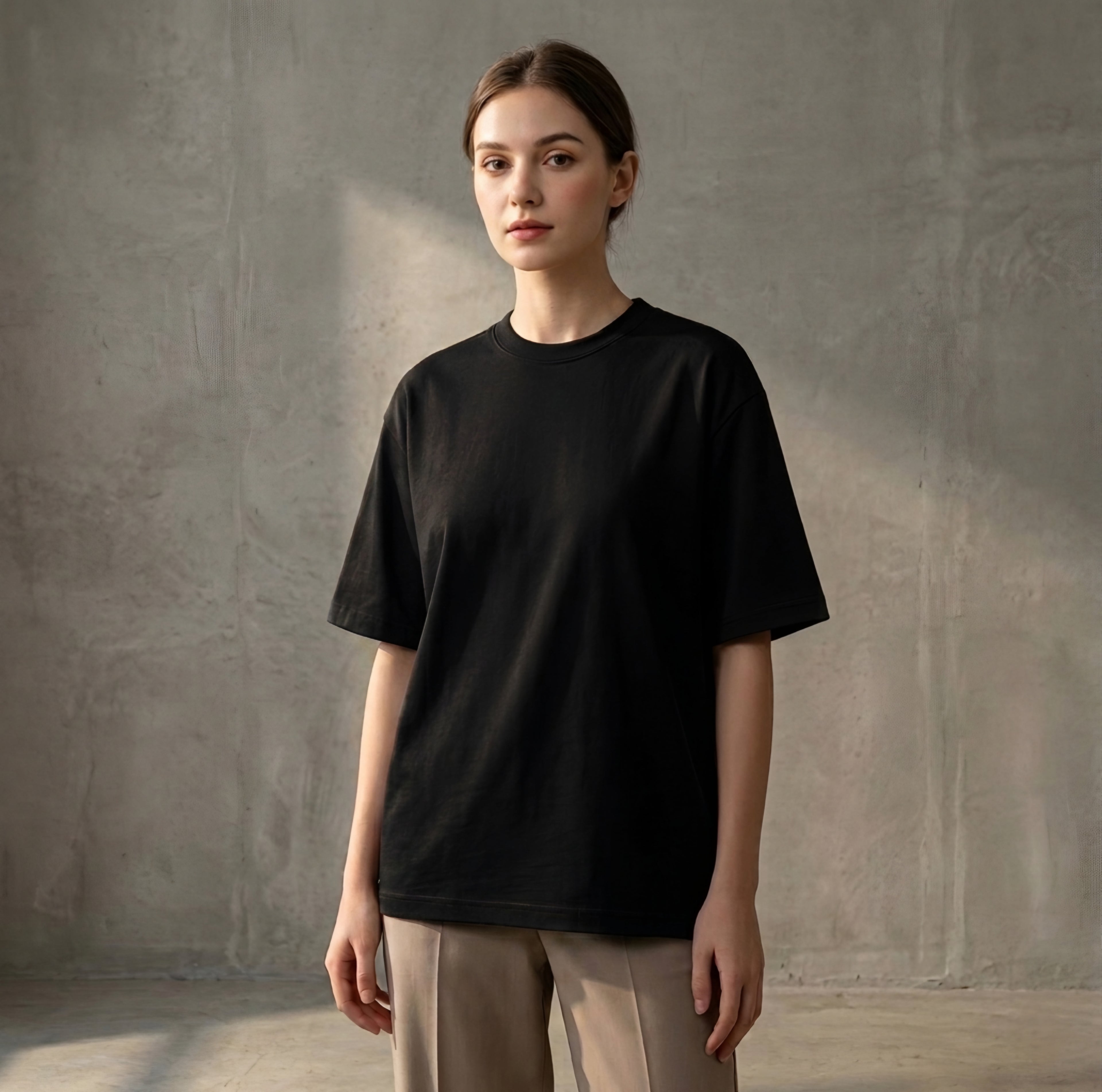 Jet Black - DROP SHOULDER T-SHIRT House Of Fashion