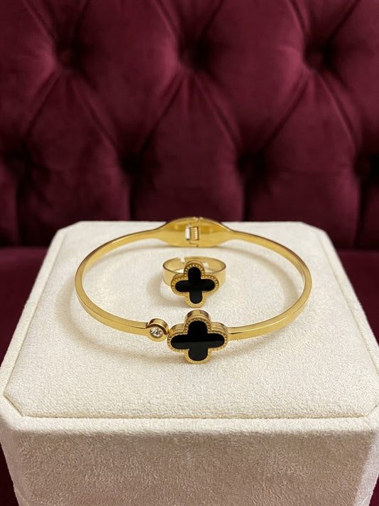 Clover Bangle + Ring Set