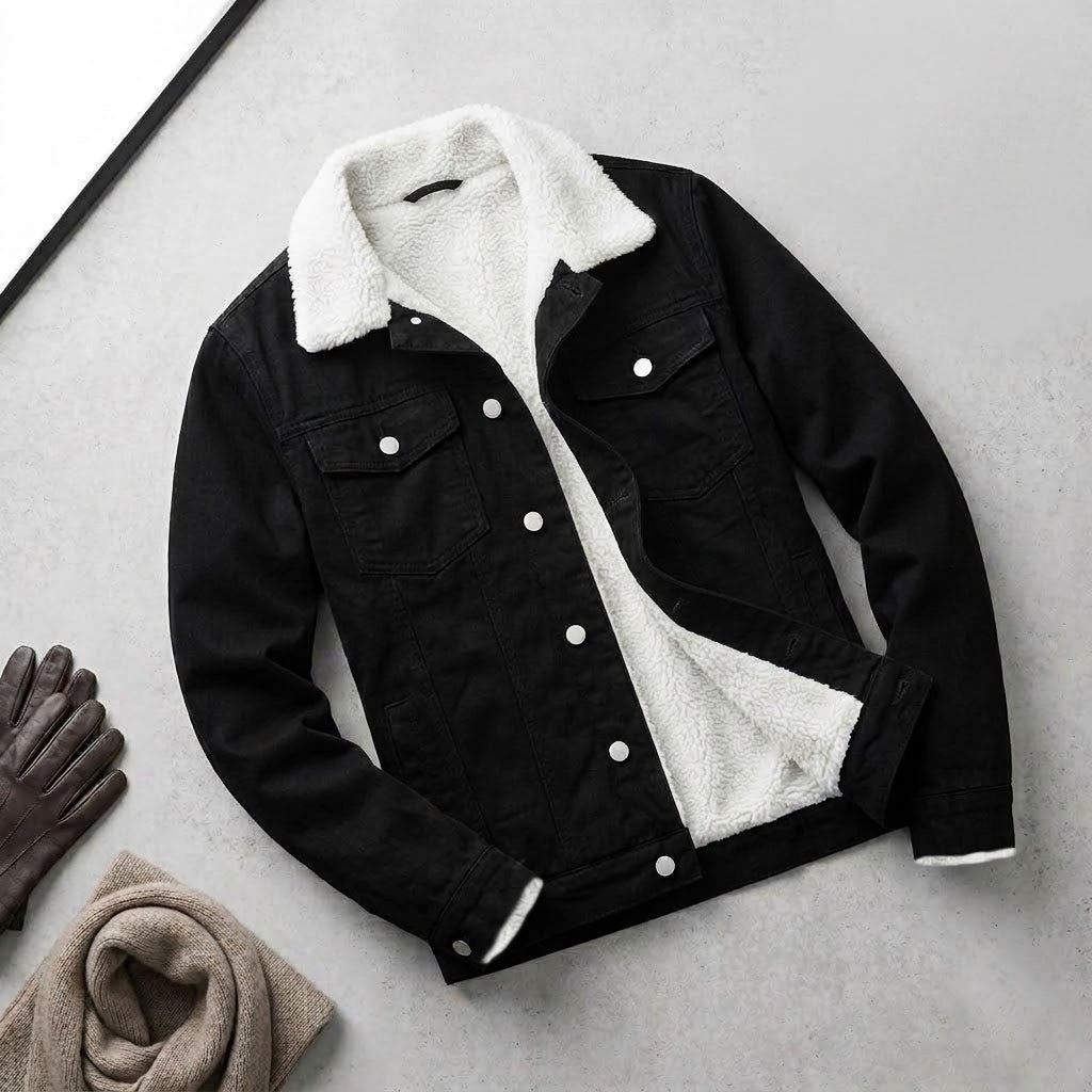 Ful Fur Denim Jacket Jet Black
