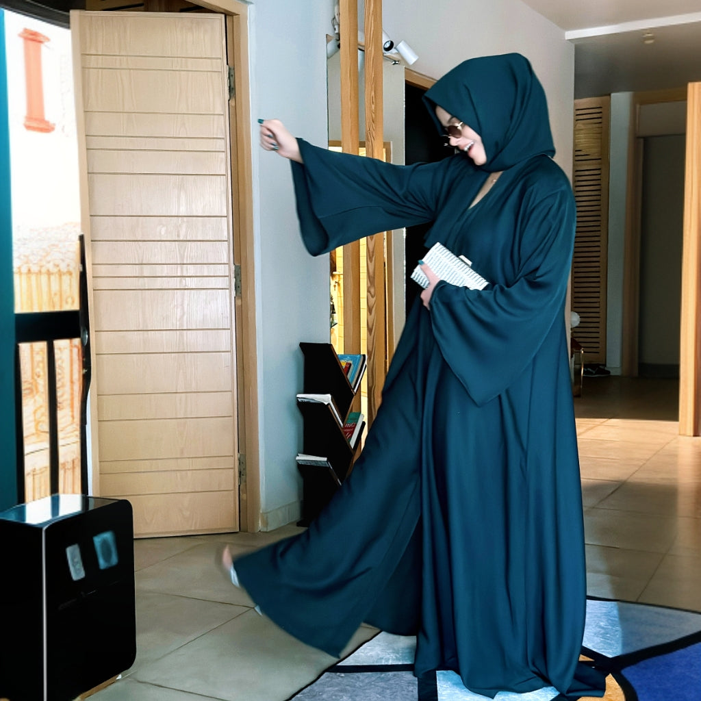 bottle green abaya for Pakistani women with premium Nida fabric