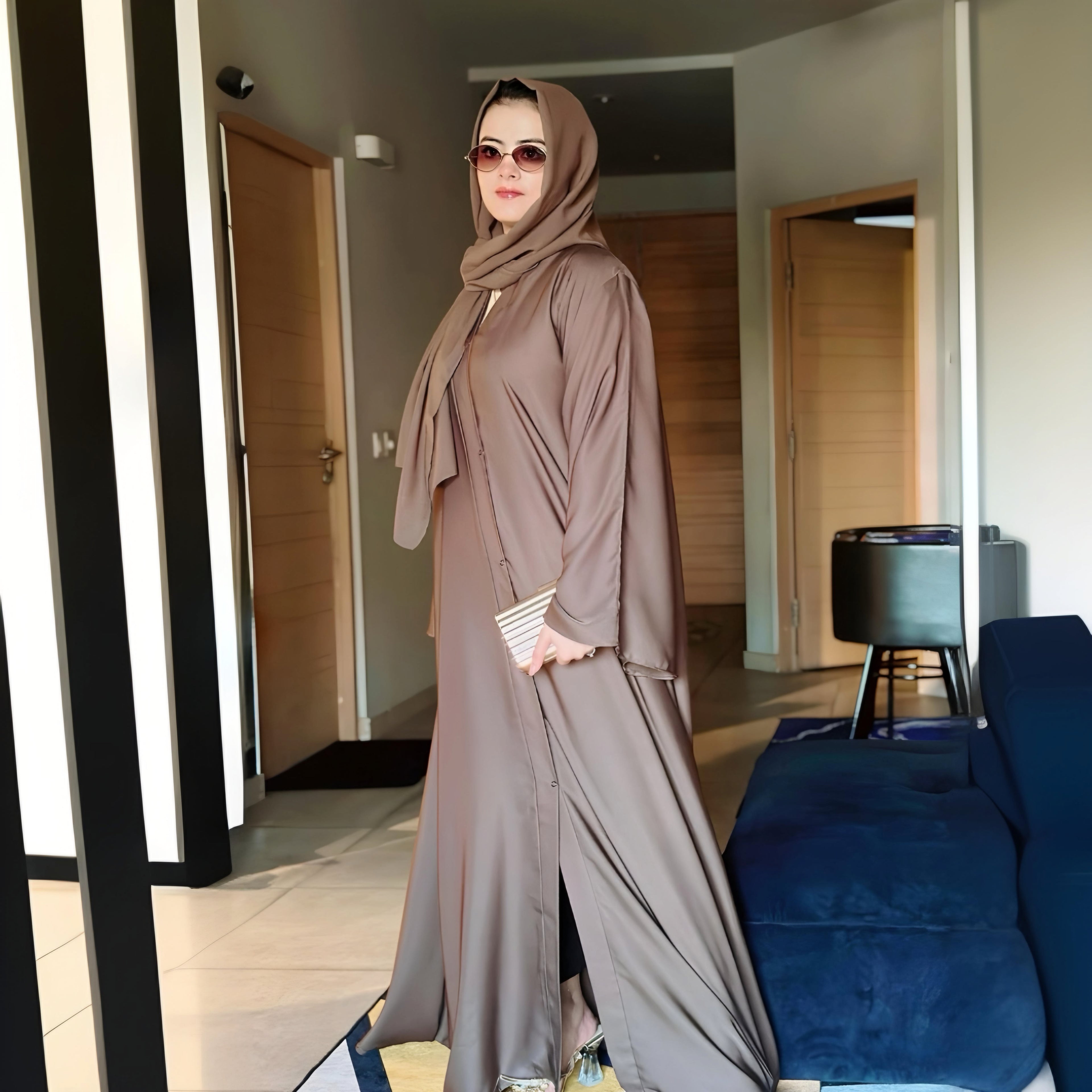 coffee abaya for Pakistani women with premium Nida fabric